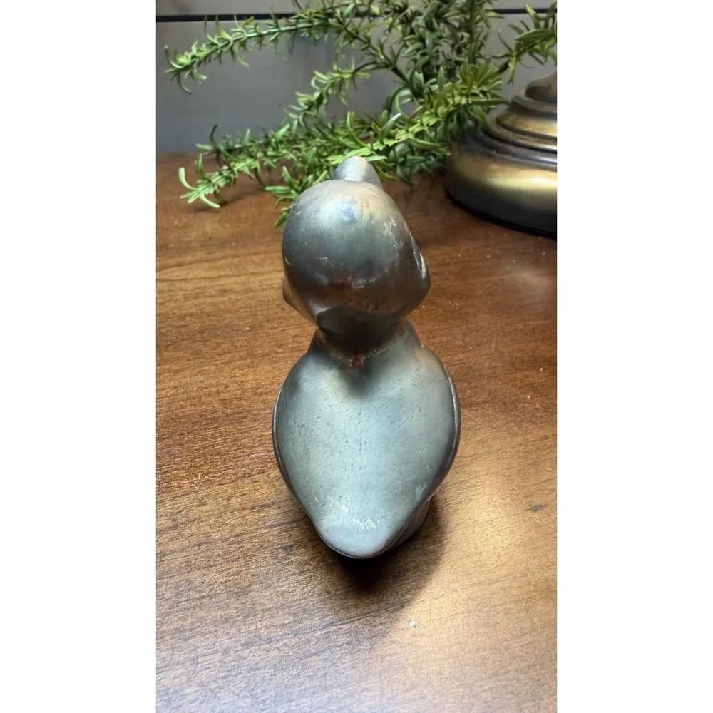 Vintage Small Duck Brass Paperweight Animal Bird Decor MCM